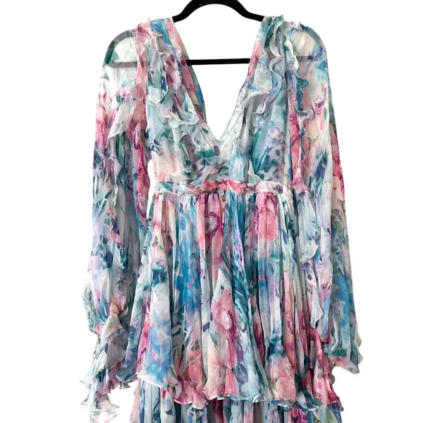 BIBIANA‎ CABELLO Mazarine Chiffon Layered Maxi Gown - Image 5