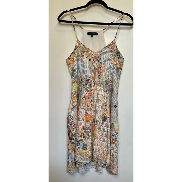 Sanctuary multicolored boho mini pleated sleeveless dress size M - Image 3