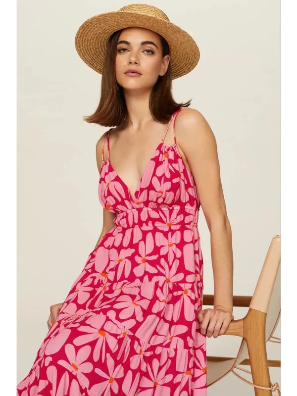Hutch Swing Maxi Dress in Pink Red Medium Womens Long floral gown - Image 4