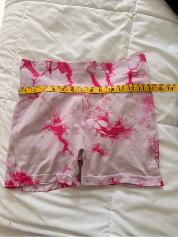 Pink tie dye scrunch booty shorts size L - Image 2