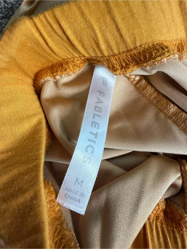 Fabletics Gold Velvet Jumpsuit Long Sleeve Zip Front Wide Leg Size M - Image 3