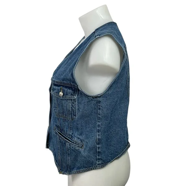 Princess Polly Burrows Medium Blue Wash V Neck Sleeveless Crop Denim Vest Top 10 - Image 2