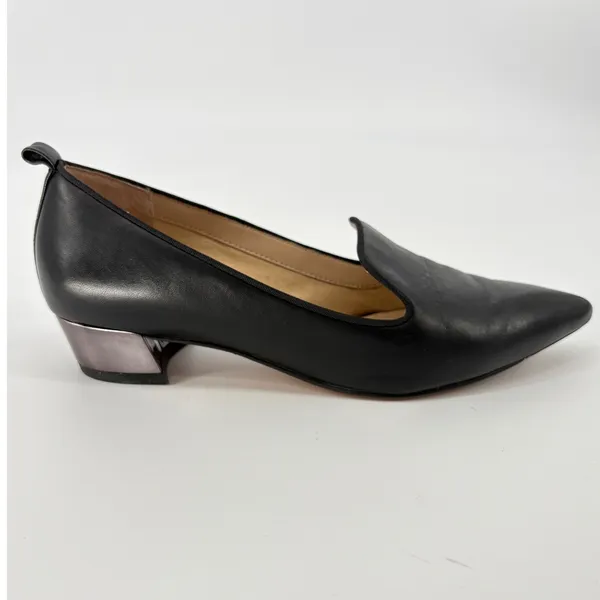 Franco Sarto Vianna Loafer Pump Womens 8 Black Leather Pointed Toe Block Heel - Image 2