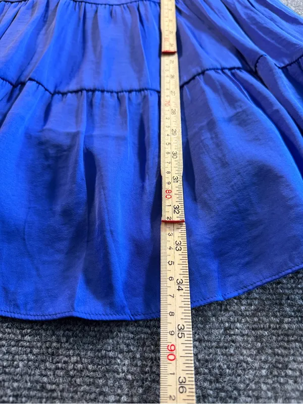 Naked Zebra Royal Blue Tiered Mini Dress Size Medium Summer Boho Cottage Core - Image 6