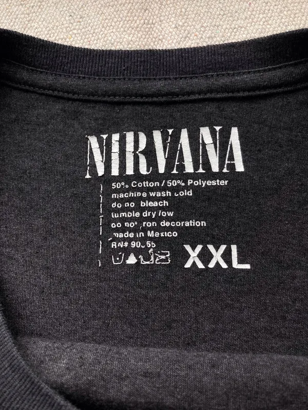 Nirvana Rainbow Smiley Crop Tee Black XXL Grunge Band Shirt - Image 8