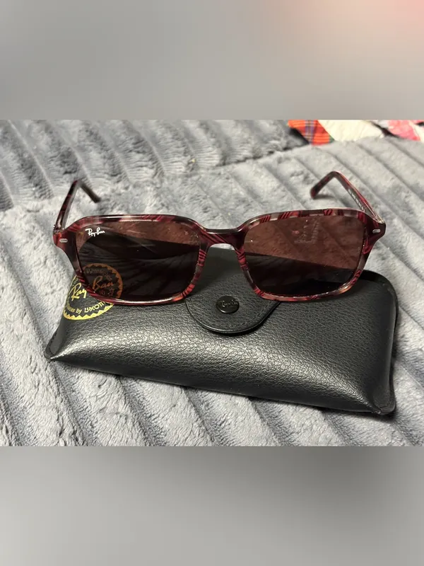 Ray-Ban Burgundy Tortoise Frame Sunglasses with Dark Red Lenses - Image 3