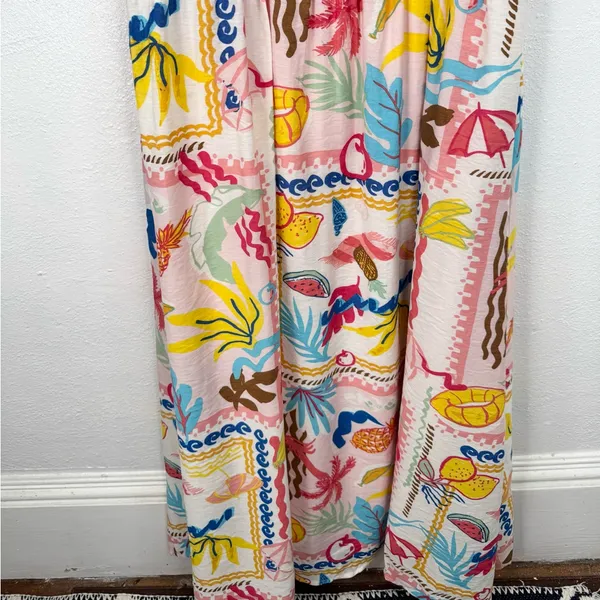 Blu Pepper Maxi Sundress Womens Size M Tropical Beach Summer Print Smocked Back - Image 4