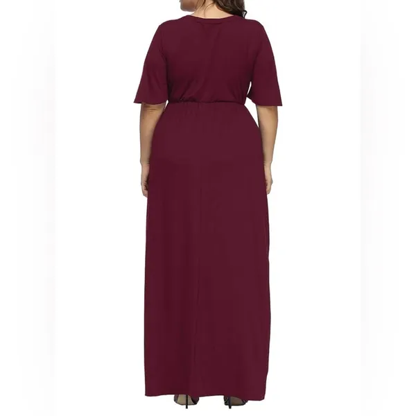Allegrace 2XL Burgundy Maxi Dress Empire Waist Button Front Casual Boho - Image 6