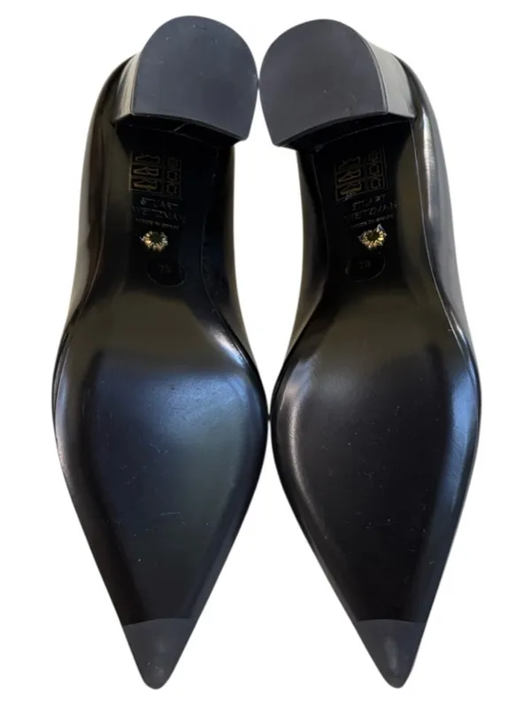 Like New Stuart Weitzman Leather Stuart 85 Block Heel Pumps Black Size 7 - Image 7