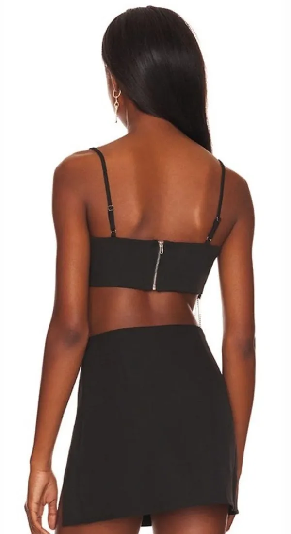 Superdown Irina Crystal Fringe Top in Black XS - Image 2