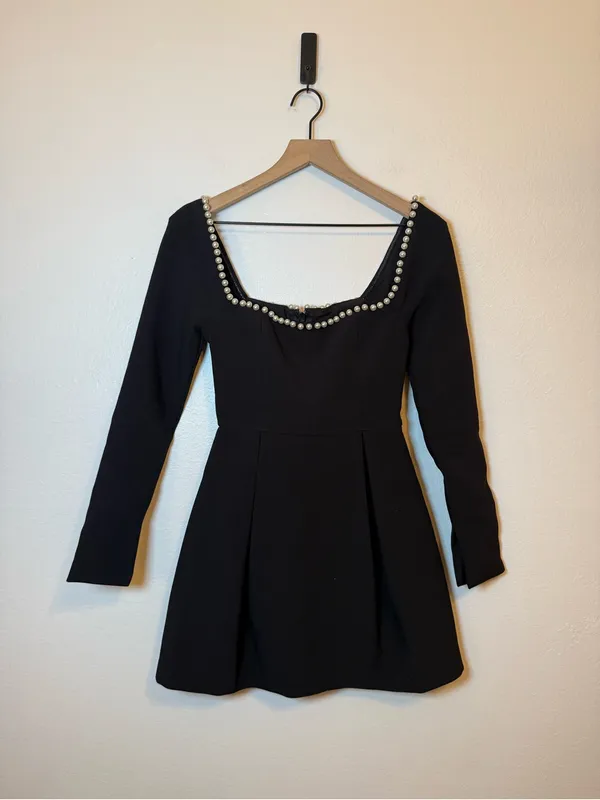 Odd Muse The Ultimate Pearl Mini Dress in Black - Image 2