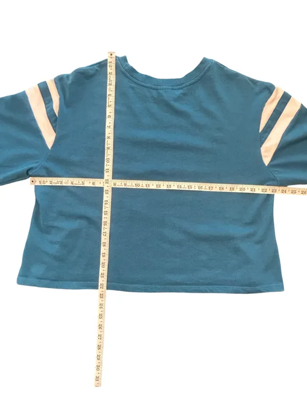 Disneyland Resort Cropped vtg look blue MickeyMouse Varsity Stripe Sweatshirt XL - Image 4