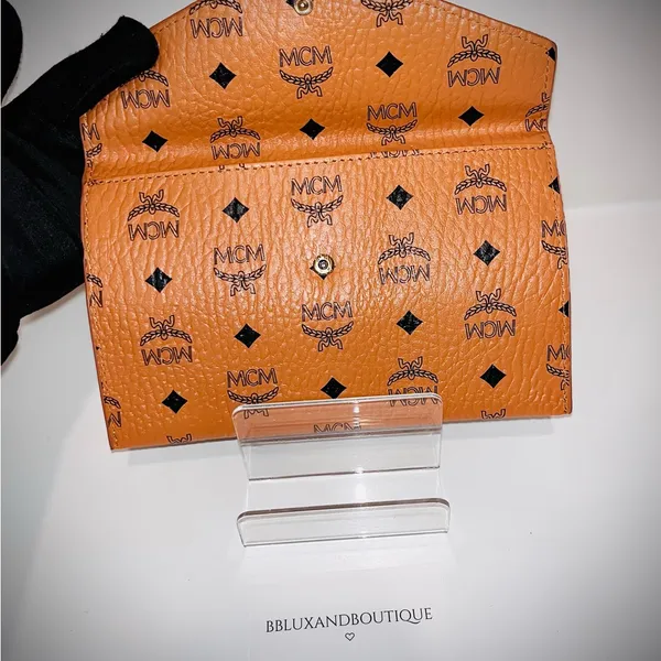 MCM Tangerine Logo Pattern Clutch - Image 3