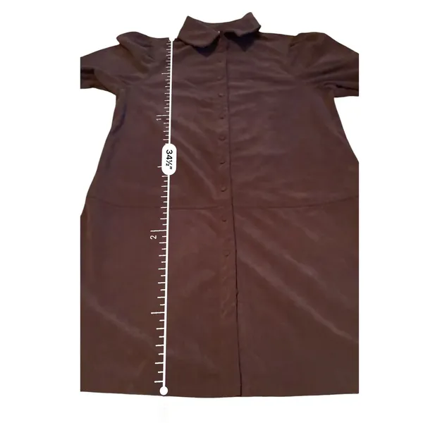 7‎ For All Mankind Corduroy Shirt Dress M Brown Puff Sleeve Button Front Midi - Image 7