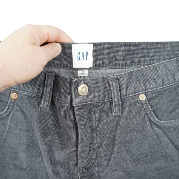 GAP‎ Women's Size 12 Gray Corduroy Raw Hem Shorts Charcoal Grey Summer Casual - Image 2