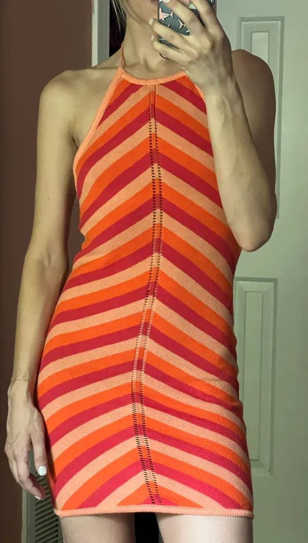 RUNAWAY THE LABEL Crochet Striped Halter Dress - Image 2