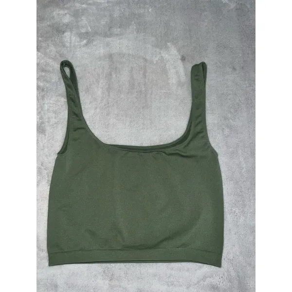 Women's Free People Green Seamless Square Neck Crop Tank Top M - Image 5