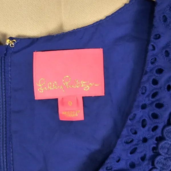 Lilly Pulitzer Womens Blue Lapis Kaylee Eyelet‎ Shift Dress 0 - Image 4