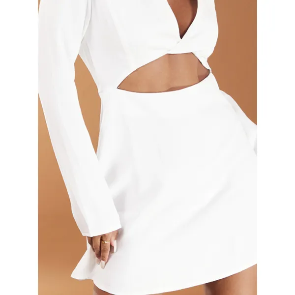 PrettyLittleThing White Cut Out Collar Detail Bodycon Dress, Size 4​​​​​​​​​ - Image 3