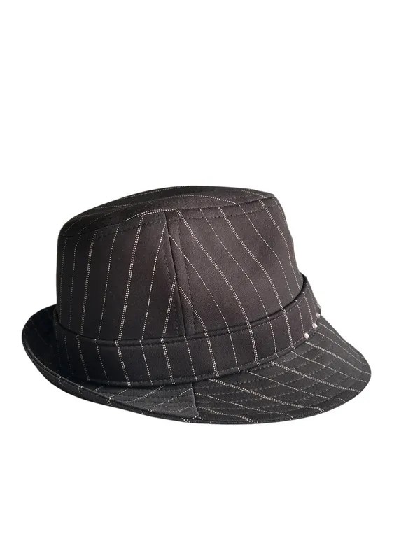 Y2K Playboy Fedora Pink Rhinestone Pinstriped Size L/XL Bling 2000s Grunge Bimbo - Image 4