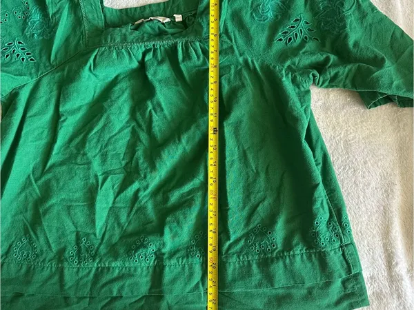 Soft Surroundings Emerald Square-Neck Eyelet Cotton Blouse - Image 8