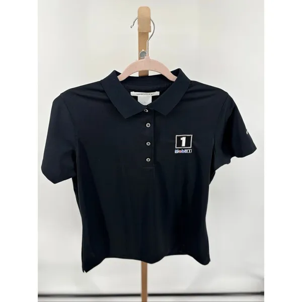 Nike Golf Dri-FIT NWT Mobil 1 Logo Polo Shirt Women's Medium Black new with tags - Image 6