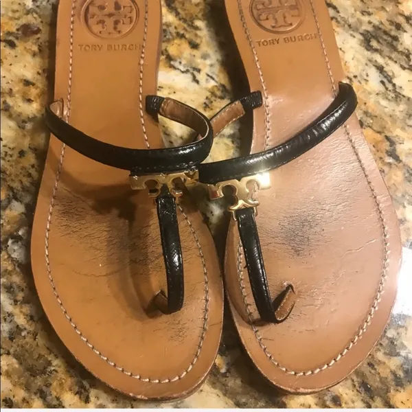 Tory Burch Black T Logo Flat Thong Sandal … - Image 4