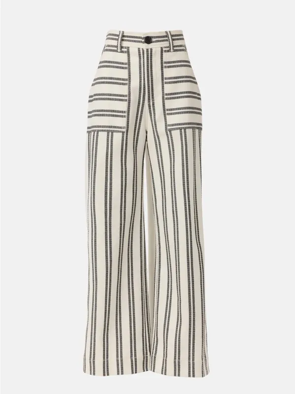 Fifteen Twenty Rylee Striped Crop Pant Navy White Cotton 4 - Image 3