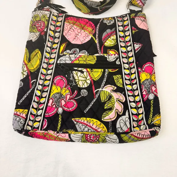 Vera Bradley Crossbody Women's Bag Black Purse Floral Quilted Moon Bloom Handbag - Image 6