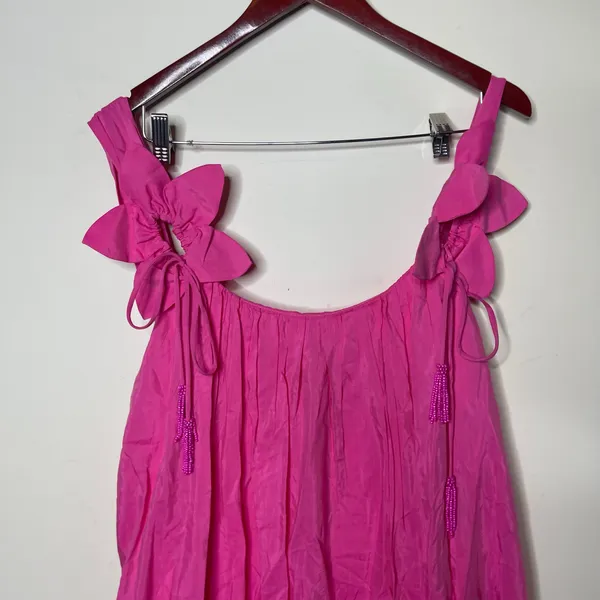 NWT Farm Rio Sleeveless Floral Straps Midi Dress in Pink sz L - Image 5