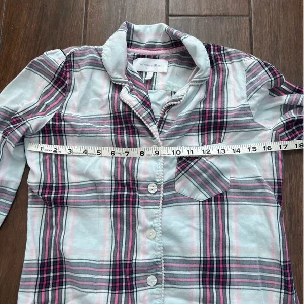 Victoria's Secret Dreamer Flannel 2 pc Pajama Set Multi Plaid sz XS - Image 3