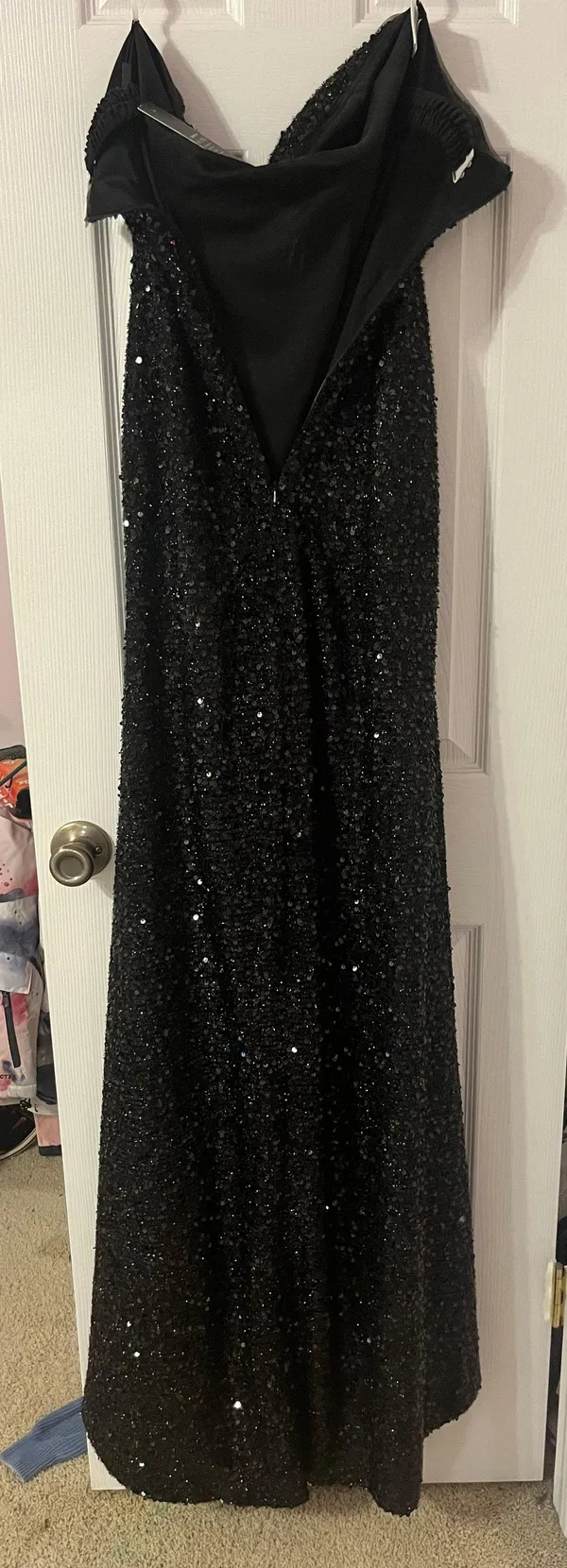 Strapless Sequin Prom Dress Long Sparkly Evening Dress with Slit - Image 5