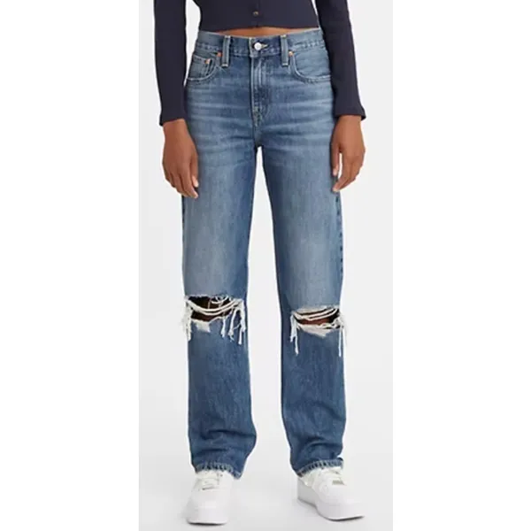 Levi's Womens 26‎ NWOT Low Pro Straight Denim Jeans Loose Distressed Fit Baggy - Image 3