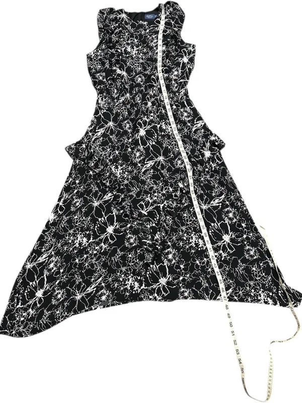Sleeveless Black & White Floral High-Low Dress - Image 14