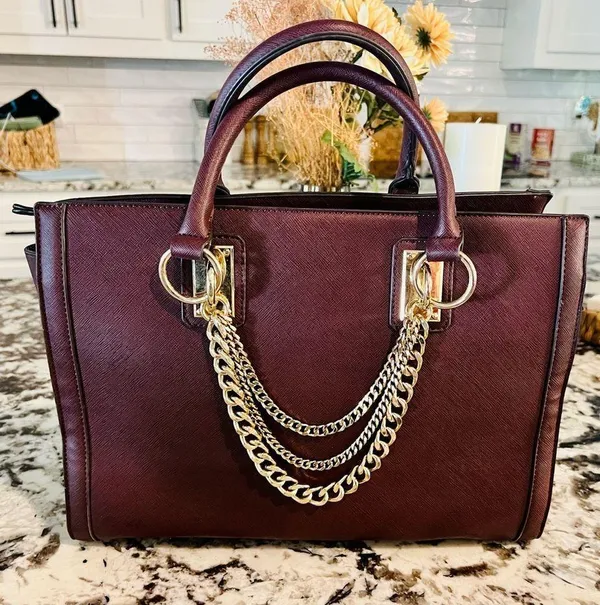 JustFab Bradley Satchel Plum Handbag 👜 - Image 4