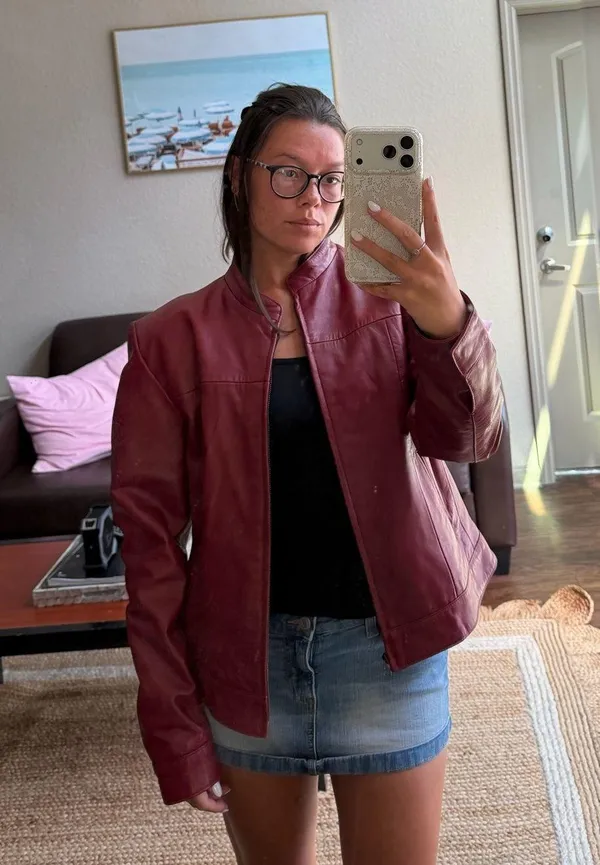 Vintage KYMO Burgundy Leather Jacket Red Size XXL - Image 2
