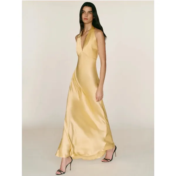Reformation Daniela Silk Maxi Dress Ray Of Light Yellow size 2 C0 - Image 11