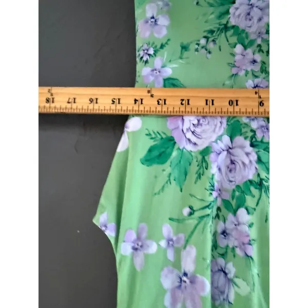 London Times Green Purple Floral Keyhole Midi Dress Womens 6 Sleeveless Sundress - Image 7