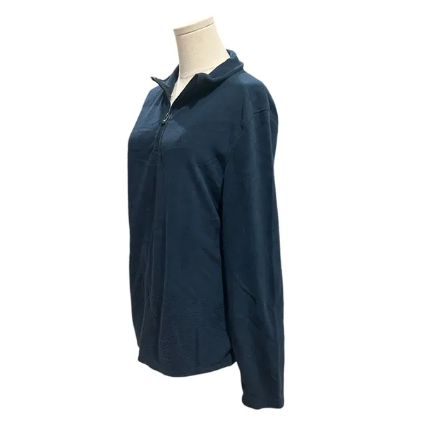 Workout Fleece Women’s Shirt Quarter Zip Pullover Navy Blue Medium - Image 2