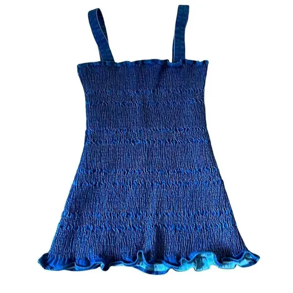 Urban Outfitters denim smocked mini dress size 6 - Image 3