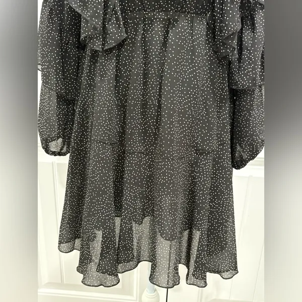 Women’s Dress Black Polka Dot Long Sleeve Bohemian Ruffle Size S - Image 7
