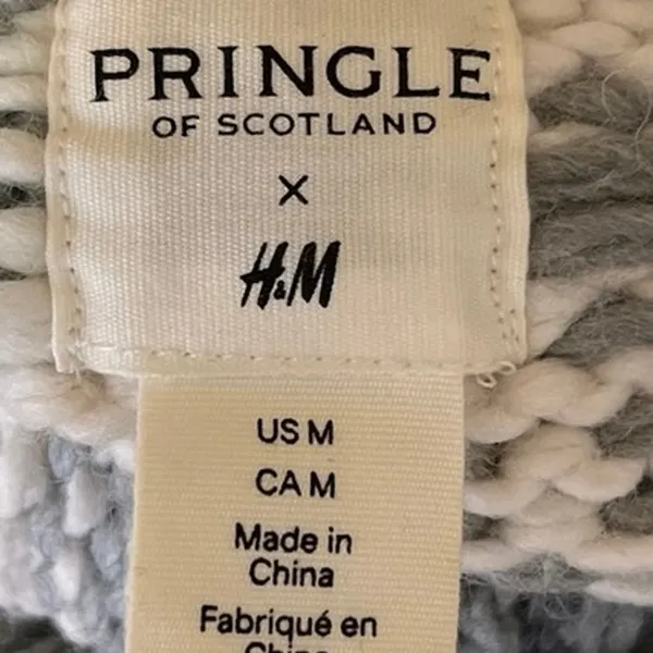 Pringle of Scotland x H&M Gray Fair Isle Turtleneck Holiday Sweater Top M - Image 3