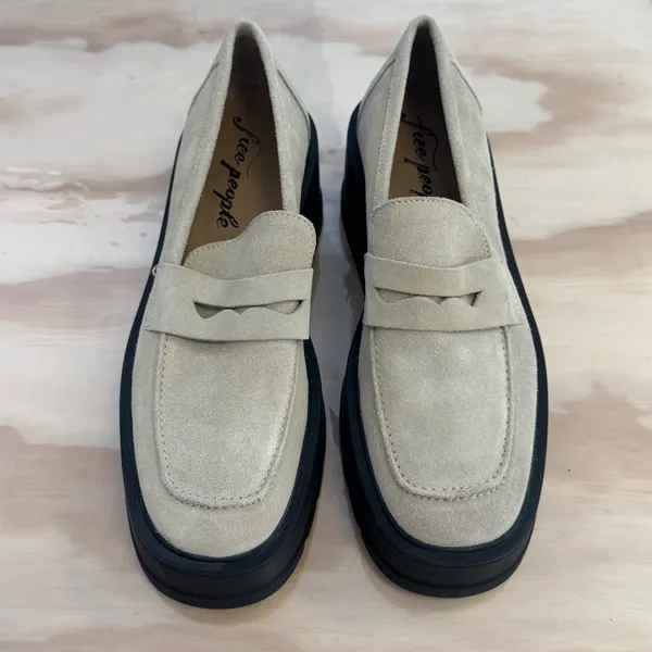 Free People Nico Sand Suede Platform Loafers Sz 38 - Image 2