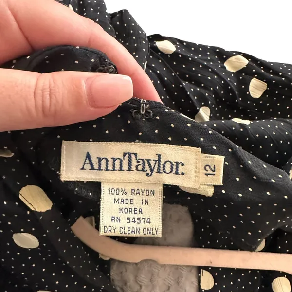 ANN TAYLOR Polka Dot Belted Maxi Dress VINTAGE Sz 10‎ - Image 5