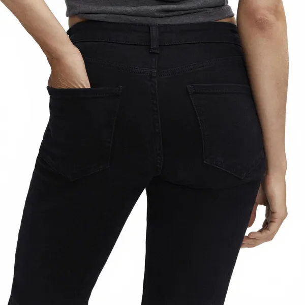 Mango Fray Hem Side Slit Mid Rise Jeans Black Denim NWT Size 6 - Image 6