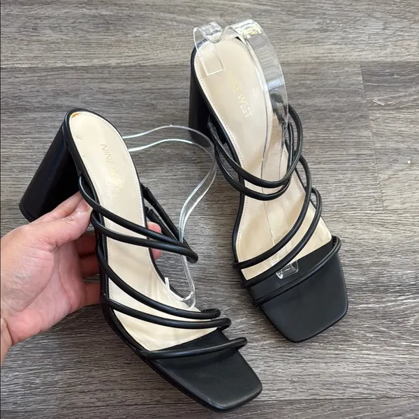 Nine West Stylish Black Women's Heels Strappy Sandals - Image 2