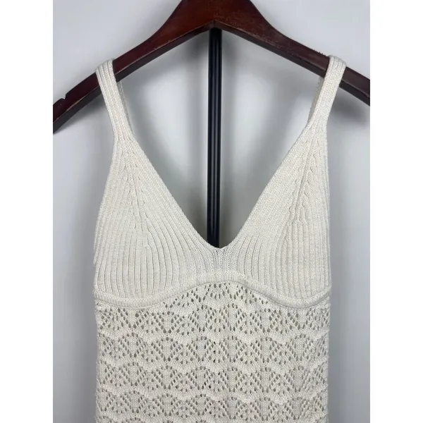 Jessica Simpson Cream White Knit Coastal Bohemian‎ Mini Dress Size S - Image 2