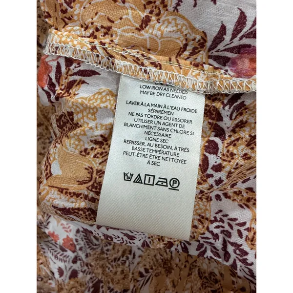 Pilcro Women Button Down Large Orange Floral Paisley Long Sleeve Boho Top - Image 7