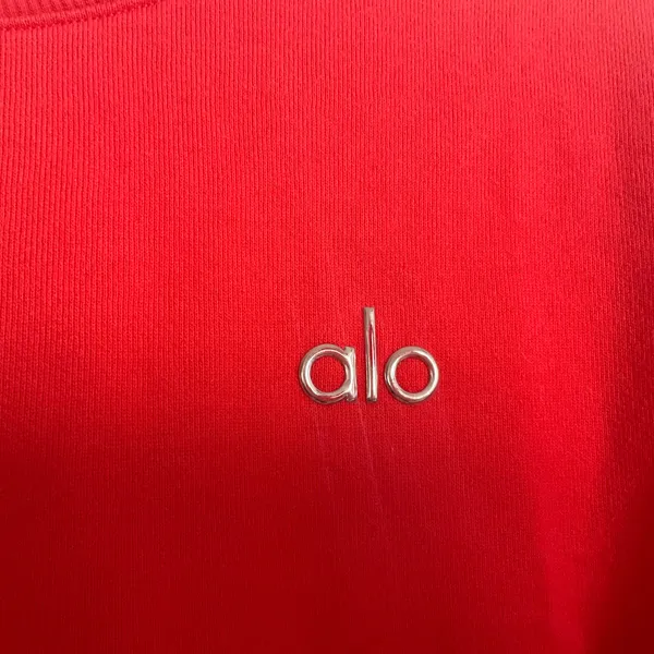 Alo Yoga Accolade Crew Neck Pullover Red Hot Summer M - Image 3