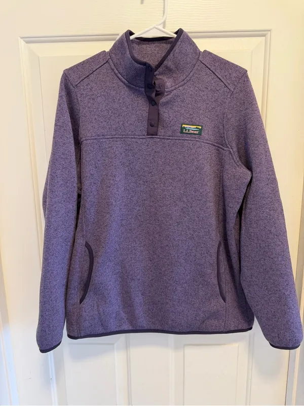 L.L. BEAN Sweater Fleece Pullover In Muted Purple Size Large - Image 2